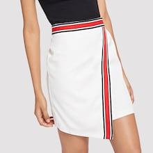 Shein Contrast Tape Wrap Skirt