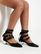 Shein Studded Detail Tie Leg Block Heels