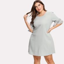 Shein Plus Embroidery Eyelet Insert Frill Detail Dress