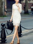 Shein White Lace Embroidered Bodycon Dress