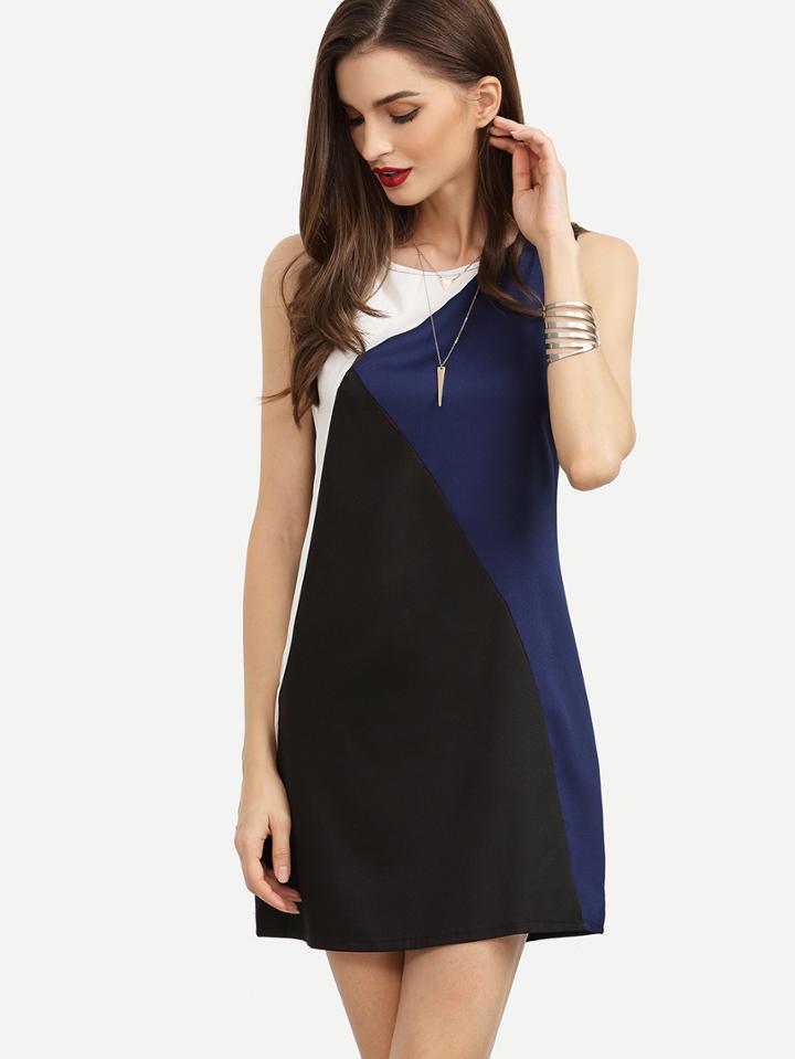 Shein Multicolor Zip Back Sleeveless Dress