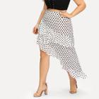 Shein Plus Layered Asymmetrical Ruffle Hem Polka Dot Skirt