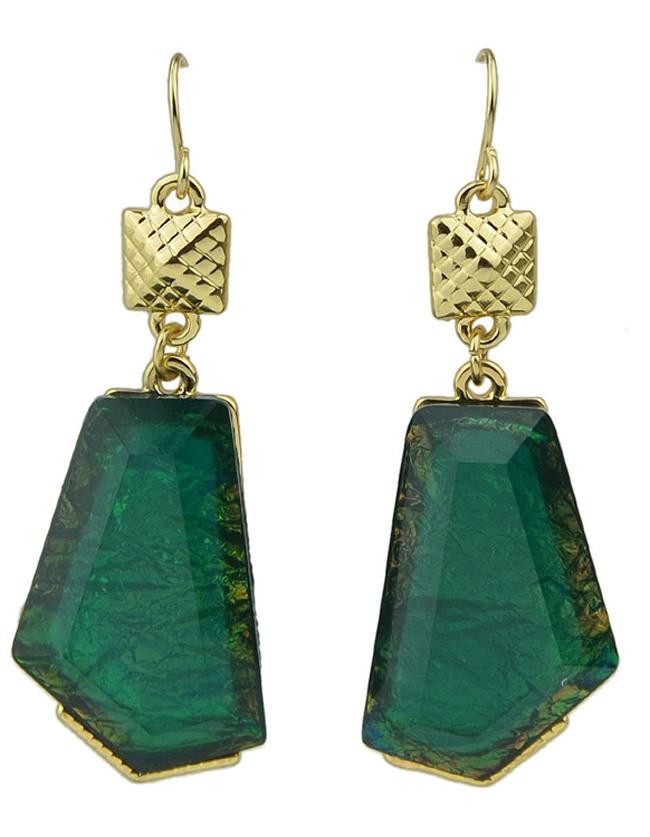 Shein Green Stone Drop Earrings