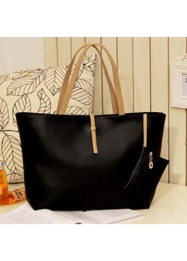 Rosewe Enchanting Zipper Closure Solid Black Pu Bags For Woman