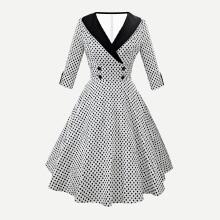 Shein Contrast Collar Polka Dot Circle Dress