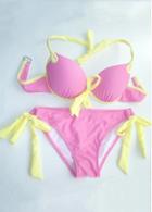 Rosewe Pink Push Up Halter Two Piece Bikini