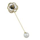 Shein White Enamel With Simulated-pearl Flower Brooch