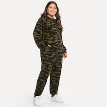 Shein Plus Camo Print Top & Sweatpants Set