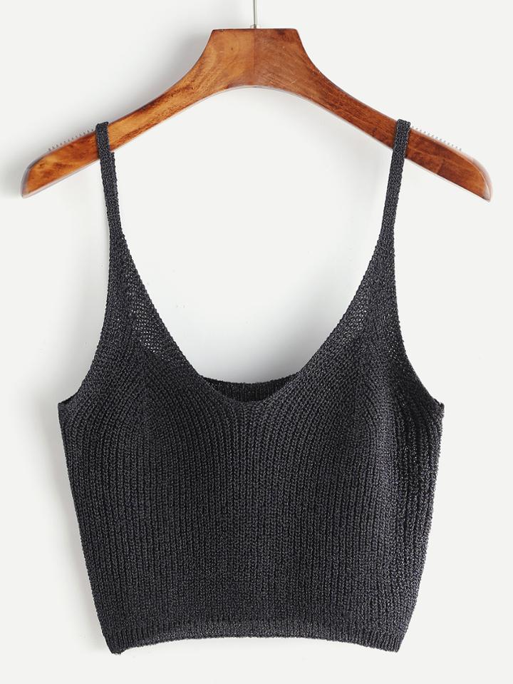 Shein Grey Crop Knit Cami Top