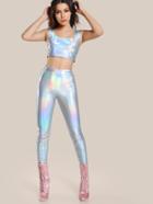 Shein Iridescent Crop Tank & Matching Pants Set