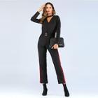 Shein Cut Out Neck Tape Panel Belted Jumpsuit