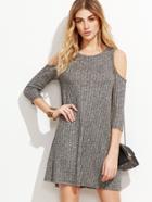 Shein Heather Grey Open Shoulder Ribbed Dress