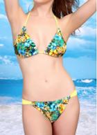 Rosewe Flower Print Padded Halter Bikini Set