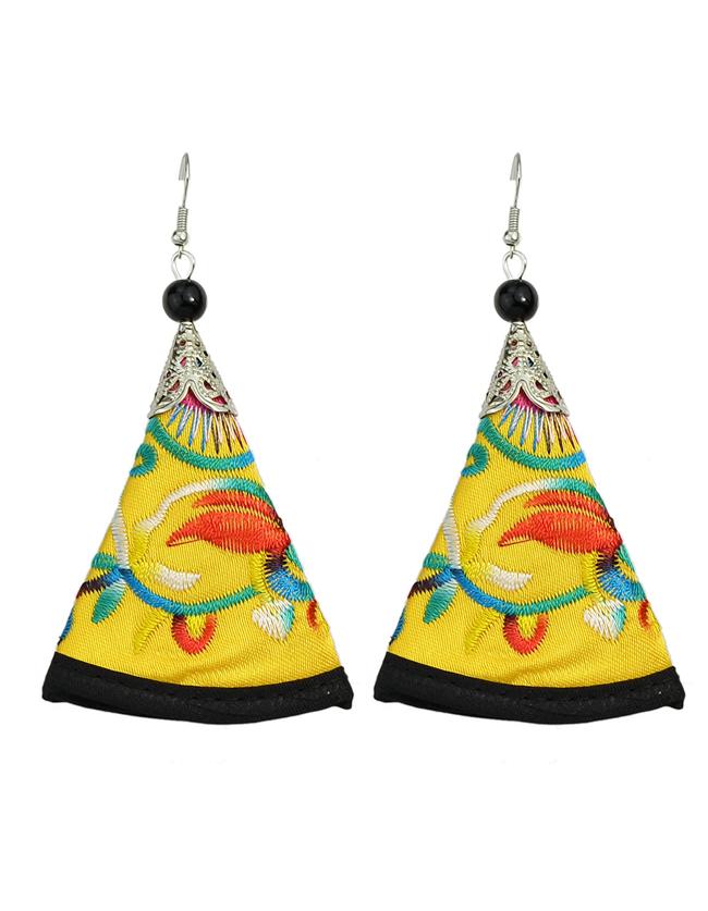 Shein Yellow Artificial Triangle Pendant New Model Earrings