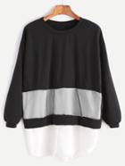 Shein Black Contrast Mesh 2 In 1 Sweatshirt