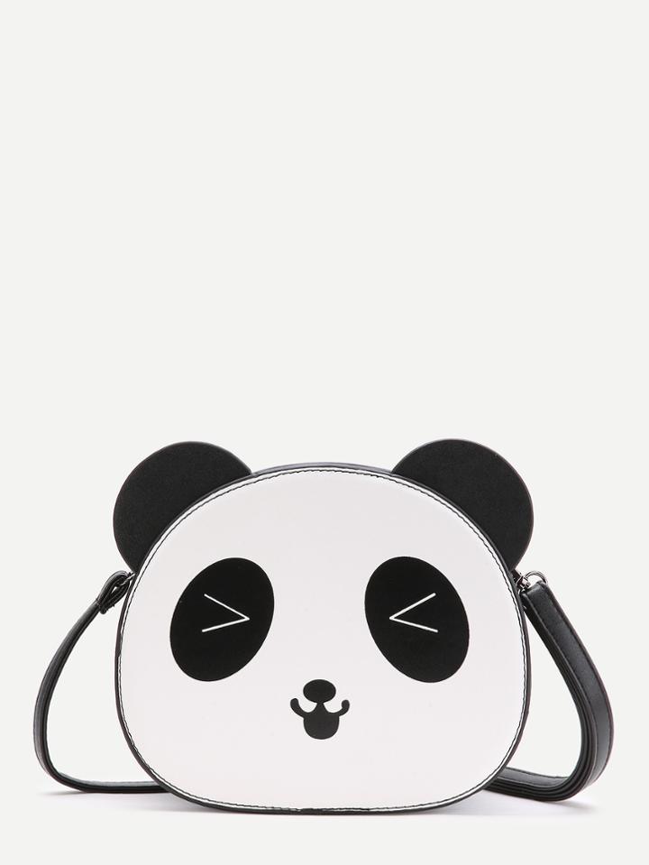 Shein Black And White Panda Shaped Crossbody Bag