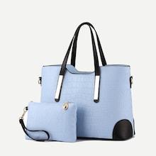 Shein Croc Embossed Satchel Bag With Clutch