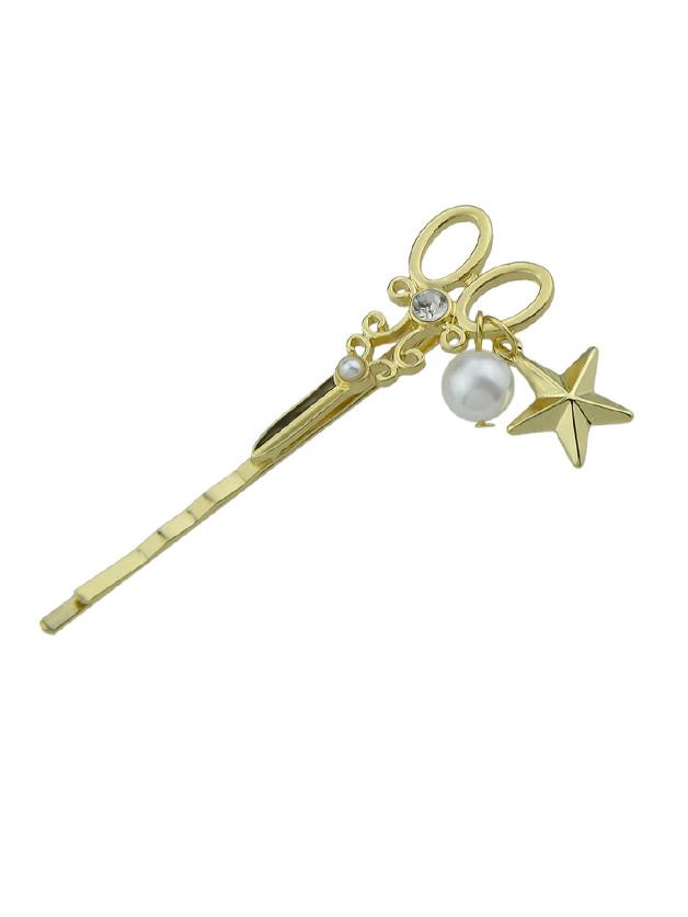 Shein Star Scissors Pattern Star Shape Simulated-pearl Charm Hairwear