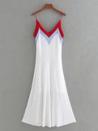 Shein Double V Neck Pleated Hem Cami Dress