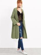 Shein Drop Shoulder Drawstring Pocket Coat