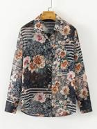 Shein Allover Florals Print Shirt