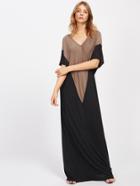 Shein Color Block Double V Full Length Dress