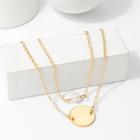 Shein Disc Pendant Layered Chain Necklace