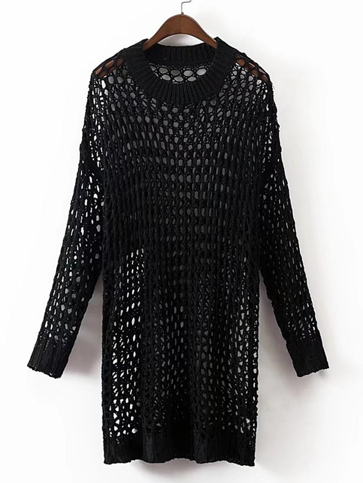 Shein Hollow Out Crochet Sweater Dress