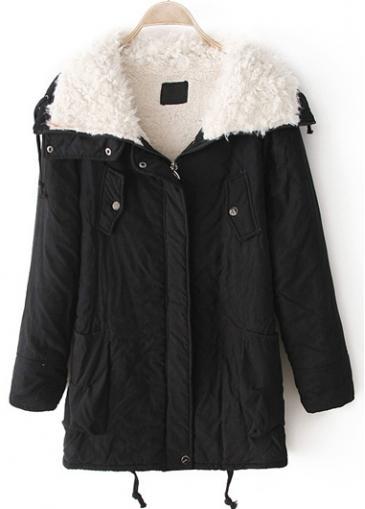 Rosewe Casual Style Turndown Collar Long Sleeve Coat Black