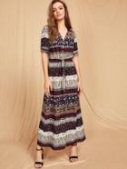 Shein Aztec Print Drawstring Shirt Dress