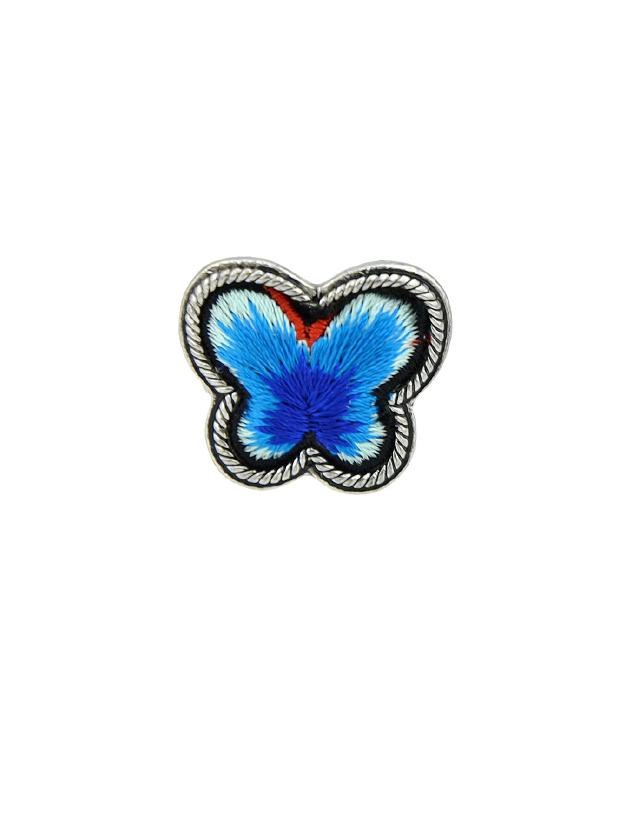 Shein Blue Handmade Embroidery Butterfly Finger Ethnic Rings