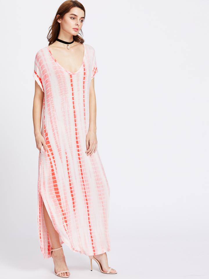 Shein Tie Dye Print Dolphin Hem Tee Dress