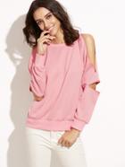 Shein Pink Zipper Detail Sweatshirt