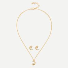 Shein Moon Design Pendant Necklace & Earring Set