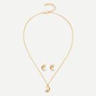 Shein Moon Design Pendant Necklace & Earring Set