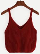 Shein Burgundy Spaghetti Strap V Neck Kint Top