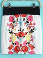 Shein White Floral Bodycon Skirt