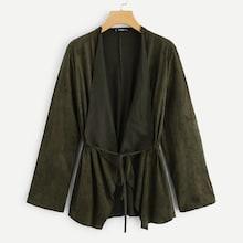 Shein V-neck Long Sleeve Solid Coat