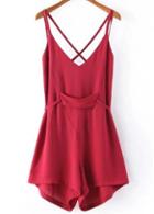 Rosewe New Arrival Spaghetti Strap Design Woman Rompers Red