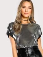 Shein Roll Cut Coated T-shirt