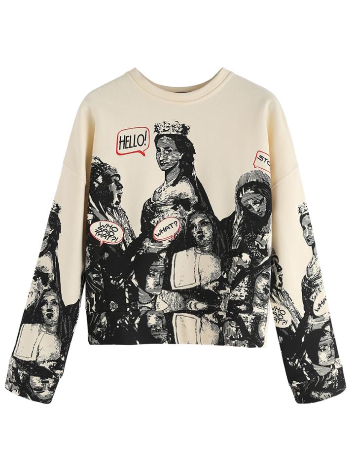Shein Apricot Avatar Print Crop Sweatshirt