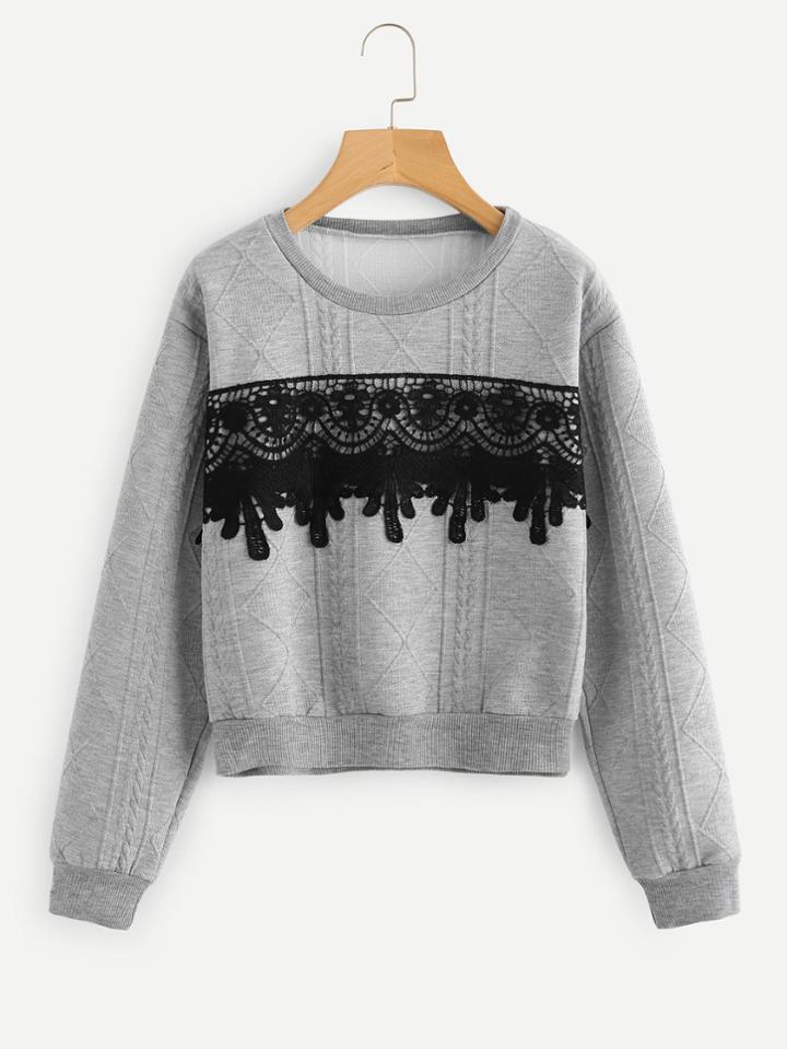 Shein Lace Applique Sweatshirt
