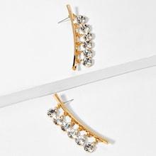 Shein Rhinestone Decorated Bar Stud Earrings