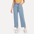 Shein Wide Leg Frayed Hem Jeans