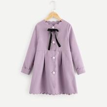 Shein Girls Button Up Scallop Trim Coat