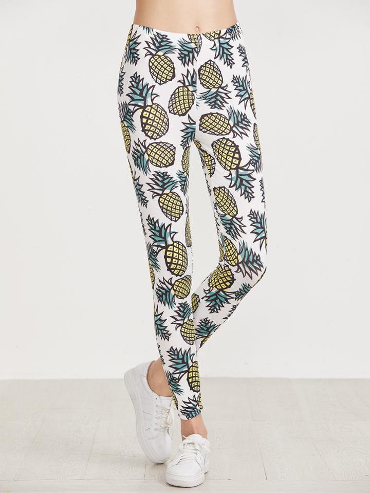 Shein Pineapples Print Ankle Leggings
