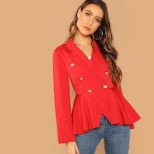 Shein Notch Collar Double Breasted Blazer