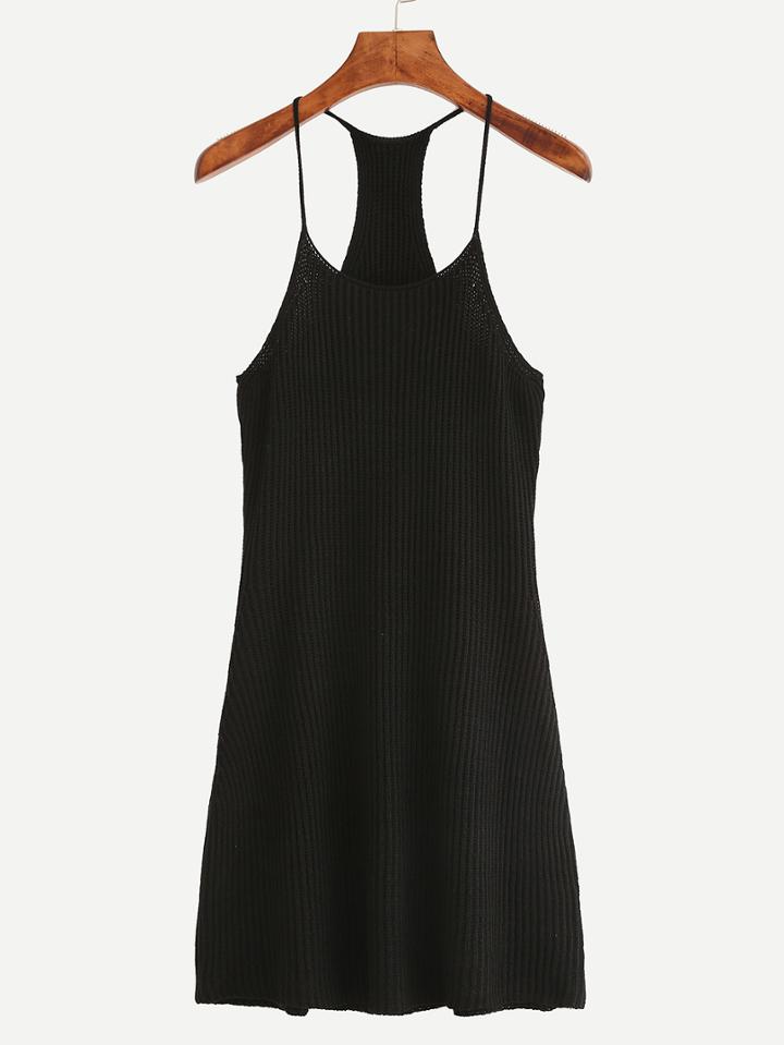 Shein Black Spaghetti Strap Knit Dress