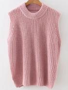 Shein Pink Crew Neck Side Slit Sweater Vest