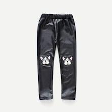 Shein Toddler Girls Dog Embroidered Pu Pants